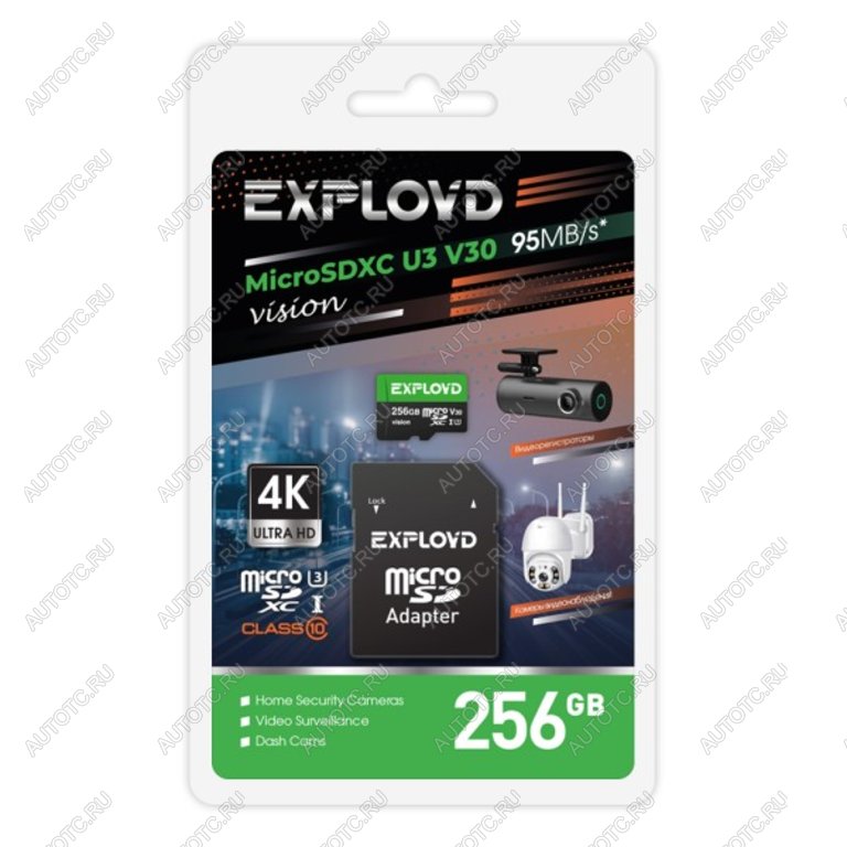 3 299 р. Карта памяти 256GB MicroSD class 10 + SD адаптер EXPLOYD EXPLOYD ex256gcsdxc10-u3-v30  с доставкой в г. Майкоп