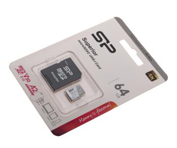 549 р. Карта памяти 64GB MicroSD class 10 + SD адаптер SILICON POWER SILICON POWER sp064gbstxda2v20sp  с доставкой в г. Майкоп. Увеличить фотографию 1