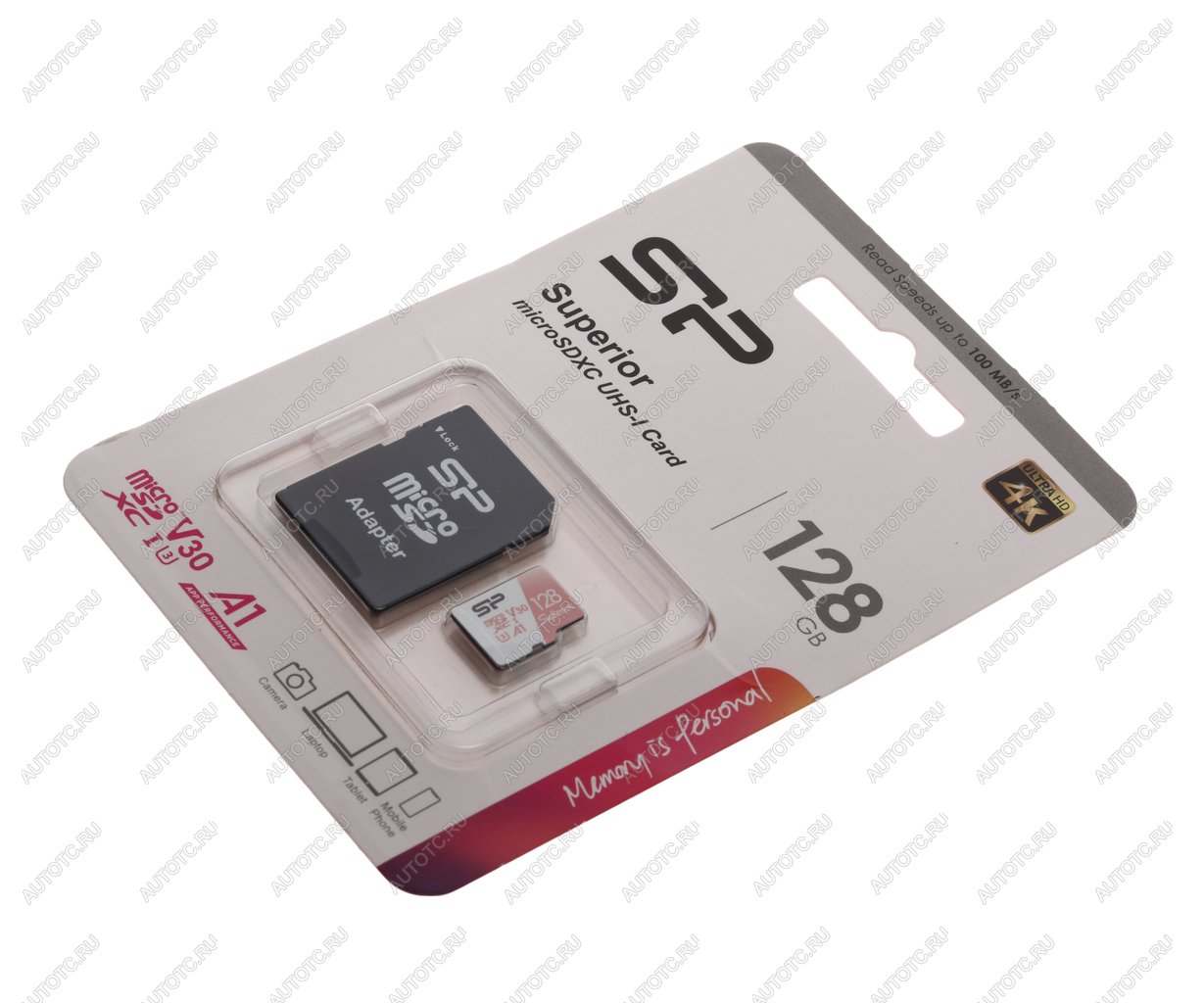 1 699 р. Карта памяти 128GB MicroSD class 10 + SD адаптер SILICON POWER SILICON POWER sp128gbstxdv3v20sp  с доставкой в г. Майкоп
