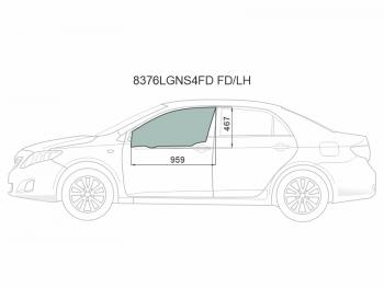 2 789 р. Стекло боковое опускное (Спереди Слева Цвет зеленый Крепления) Toyota Corolla (E150) 06-13  Coro XYG 8376LGNS4FD FD/LH  с доставкой в г. Майкоп. Увеличить фотографию 1