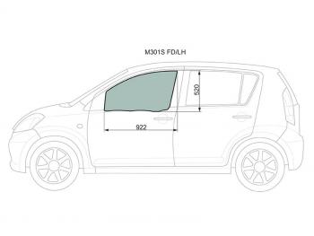 2 789 р. Стекло боковое опускное (Спереди Слева Цвет зеленый) Toyota Passo 04-10  Daihatsu Boon 04-10  Si XYG M301S FD/LH  с доставкой в г. Майкоп. Увеличить фотографию 1