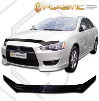 2 099 р. Дефлектор капота CA-Plastic Mitsubishi Lancer 10 CY седан дорестайлинг (2007-2010) (серия Classic черный)  с доставкой в г. Майкоп. Увеличить фотографию 2