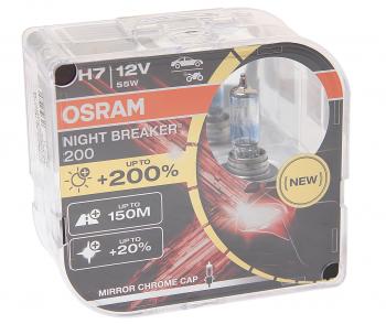 4 199 р. Лампа 12V H7 55W PX26d +200% 3700К бокс (2шт.) Night Breaker 200 OSRAM OSRAM 64210nb200-hcb  с доставкой в г. Майкоп. Увеличить фотографию 1