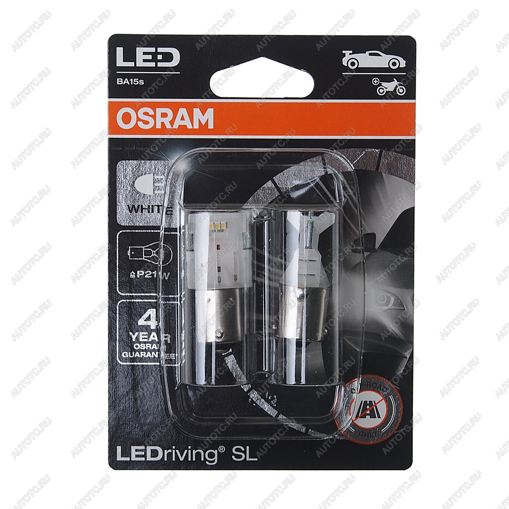 1 949 р. Лампа светодиодная 12V P21W BA15s 6000K блистер (2шт.) LEDriving SL OSRAM OSRAM 7506dwp-02b  с доставкой в г. Майкоп