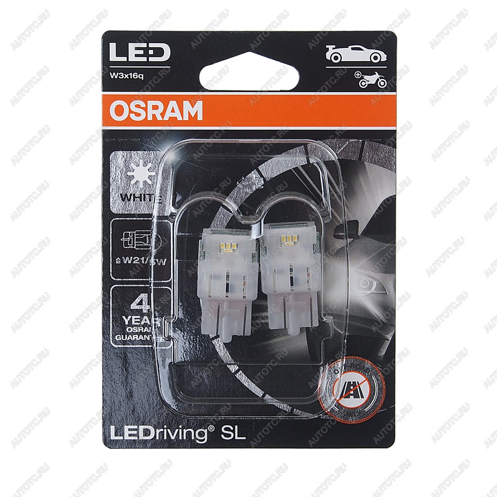 1 699 р. Лампа светодиодная 12V W21W W3x16d 6000K блистер (2шт.) LEDriving SL OSRAM OSRAM 7505dwp-02b  с доставкой в г. Майкоп