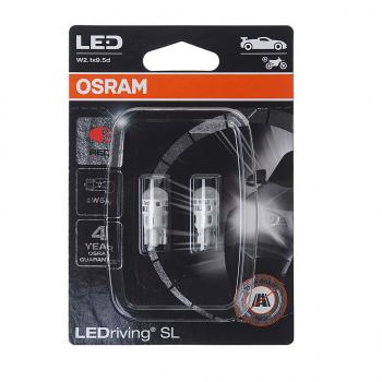1 249 р. Лампа светодиодная 12V W5W T10 W2.1x9.5d блистер (2шт.) LEDriving SL Red OSRAM OSRAM 2825drp-02b  с доставкой в г. Майкоп. Увеличить фотографию 1