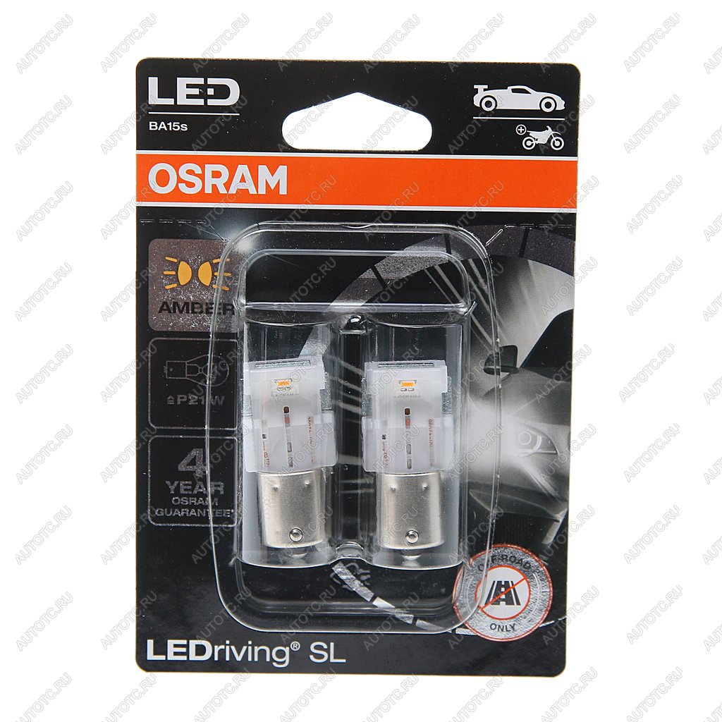 2 089 р. Лампа светодиодная 12V PY21W BA15s блистер (2шт.) LEDriving SL Yellow OSRAM OSRAM 7506dyp-02b  с доставкой в г. Майкоп