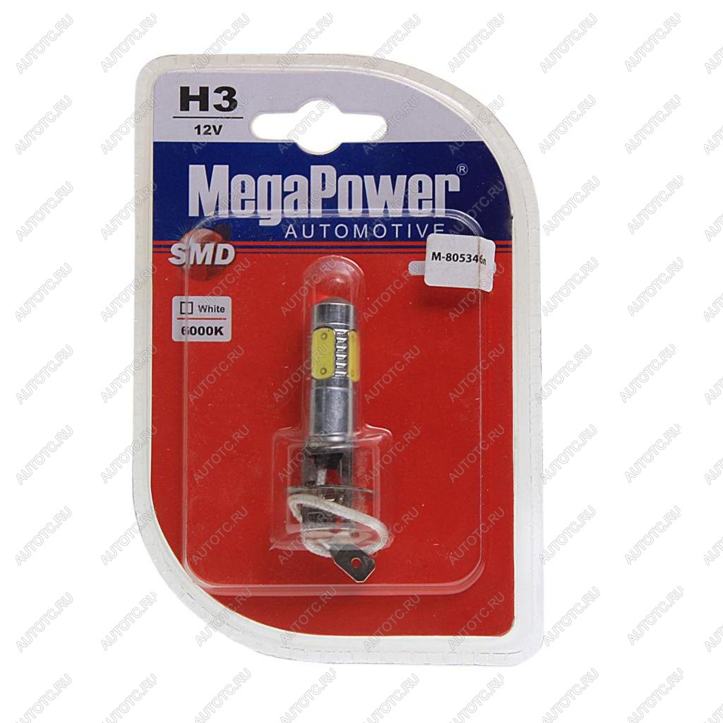699 р. Лампа светодиодная 12V H3 PK22s 6000K 5 светодиодов блистер (1шт.) Mega White MEGAPOWER MEGAPOWER-AUTOMOTIVE 80534бл  с доставкой в г. Майкоп