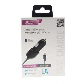 233 р. Устройство зарядное в прикуриватель 12V 1A встроенный кабель mini USB PARTNER PARTNER prt-028252  с доставкой в г. Майкоп. Увеличить фотографию 2