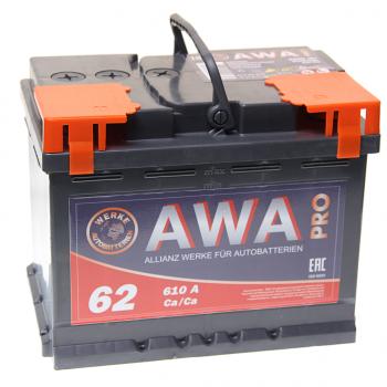 8 549 р. Аккумулятор AWA PRO 62Ач обратная полярность AWA 6ст62(0)  с доставкой в г. Майкоп. Увеличить фотографию 1