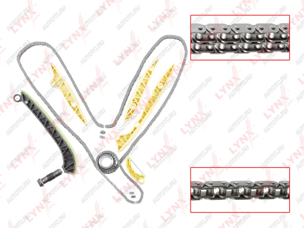24 749 р. Комплект цепи ГРМ MERCEDES C (W203) (2 цепи+башмак натяж+3 успокоит+2 натяж+1 звезда) LYNX LYNX tk0123  с доставкой в г. Майкоп