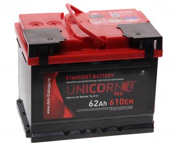 8 299 р. Аккумулятор UNICORN Red 62Ач UNICORN 6ст62(1)  с доставкой в г. Майкоп. Увеличить фотографию 1