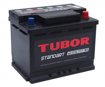 9 649 р. Аккумулятор TUBOR Standart 62Ач обратная полярность TUBOR 6ст62(0)  с доставкой в г. Майкоп. Увеличить фотографию 1