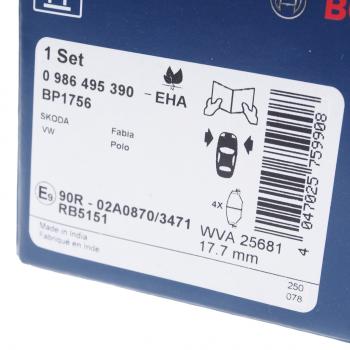 3 599 р. Колодки тормозные задние 4шт. BOSCH Volkswagen Polo Mk5 хэтчбэк 3 дв. (2010-2015)  с доставкой в г. Майкоп. Увеличить фотографию 3