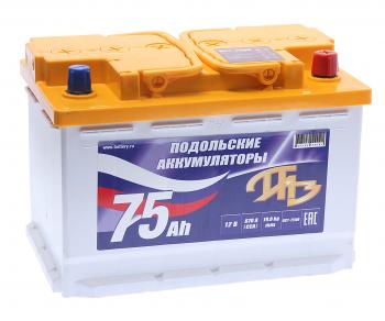 6 999 р. Аккумулятор ПОДОЛЬСК 75Ач обратная полярность ПОДОЛЬСК 6ст75(0)  с доставкой в г. Майкоп. Увеличить фотографию 1