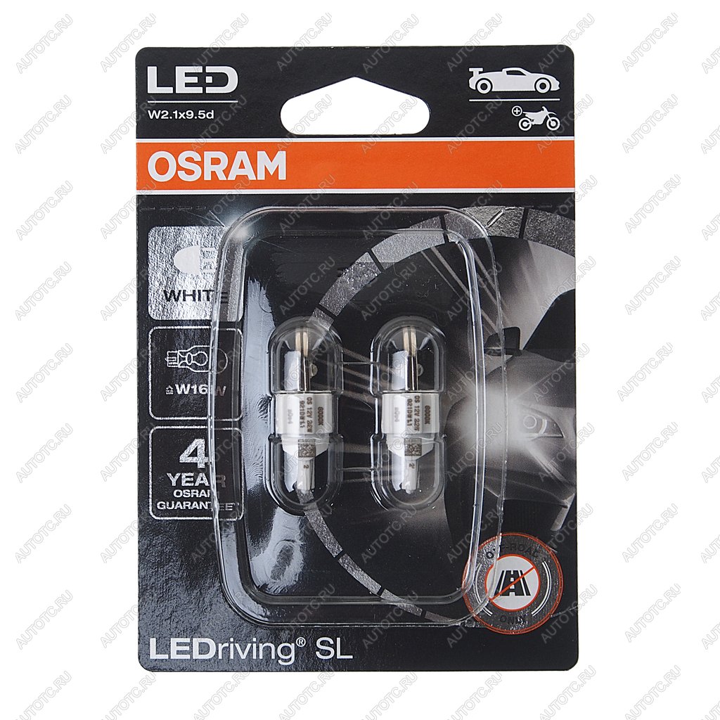 2 189 р. Лампа светодиодная 12V W16W W2.1x9.5d 6000K блистер (2шт.) LEDriving SL OSRAM OSRAM 921dwp-02b  с доставкой в г. Майкоп