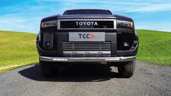 Защита передняя нижняя d75*42мм (овальная с ДХО) ТСС Тюнинг Toyota Land Cruiser Prado  J250 (2023-2025) (нержавейка)