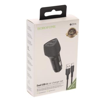 319 р. Устройство зарядное в прикуриватель 2USB 12V BOROFONE BOROFONE bz31a black  с доставкой в г. Майкоп. Увеличить фотографию 4