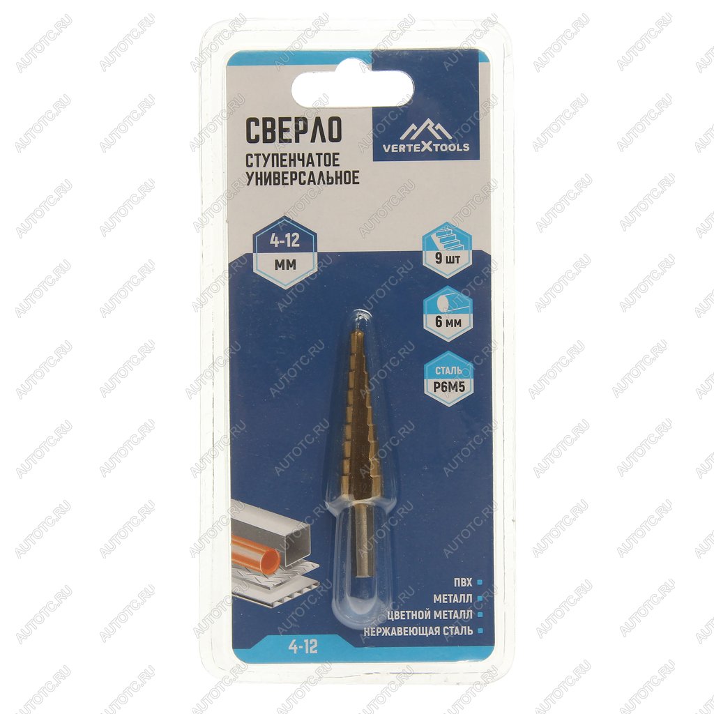 299 р. Сверло ступенчатое 4.0-12.0мм 9 ступеней VERTEXTOOLS VERTEXTOOLS 4-12  с доставкой в г. Майкоп