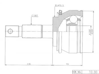Шрус наружный TOYOTA HILUX 05- FORTUNER 05- HDK TO-080