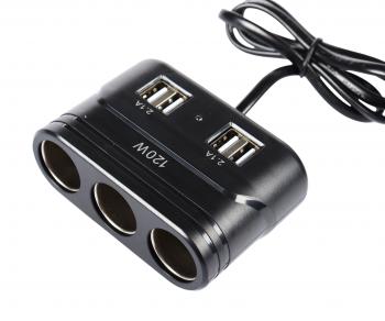 889 р. Разветвитель прикуривателя 3-х гнездовой 12-24V 2USB OLESSON OLESSON no.1680  с доставкой в г. Майкоп. Увеличить фотографию 3