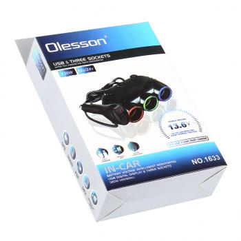 869 р. Разветвитель прикуривателя 3-х гнездовой 12-24V 1USB OLESSON OLESSON no.1633  с доставкой в г. Майкоп. Увеличить фотографию 3