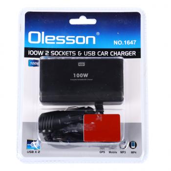 299 р. Разветвитель прикуривателя 2-х гнездовой 12-24V 2USB OLESSON OLESSON no.1647  с доставкой в г. Майкоп. Увеличить фотографию 1