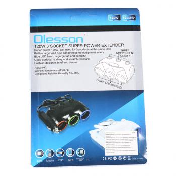 359 р. Разветвитель прикуривателя 3-х гнездовой 12-24V OLESSON OLESSON no.1632  с доставкой в г. Майкоп. Увеличить фотографию 4