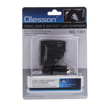 469 р. Разветвитель прикуривателя 1-но гнездовой 12-24V 2USB OLESSON OLESSON no.1351  с доставкой в г. Майкоп. Увеличить фотографию 1