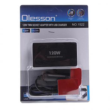329 р. Разветвитель прикуривателя 2-х гнездовой 12-24V 1USB OLESSON OLESSON no.1522  с доставкой в г. Майкоп. Увеличить фотографию 2