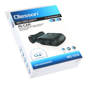 889 р. Разветвитель прикуривателя 3-х гнездовой 12-24V 1USB OLESSON OLESSON no.1518  с доставкой в г. Майкоп. Увеличить фотографию 3