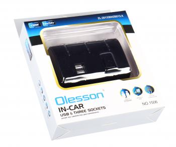 419 р. Разветвитель прикуривателя 3-х гнездовой 12-24V 2USB OLESSON OLESSON no.1506  с доставкой в г. Майкоп. Увеличить фотографию 3