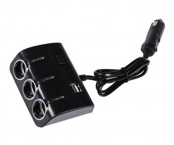 419 р. Разветвитель прикуривателя 3-х гнездовой 12-24V 2USB OLESSON OLESSON no.1506  с доставкой в г. Майкоп. Увеличить фотографию 1