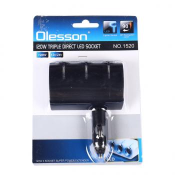 244 р. Разветвитель прикуривателя 3-х гнездовой 12-24V OLESSON OLESSON no.1520  с доставкой в г. Майкоп. Увеличить фотографию 4