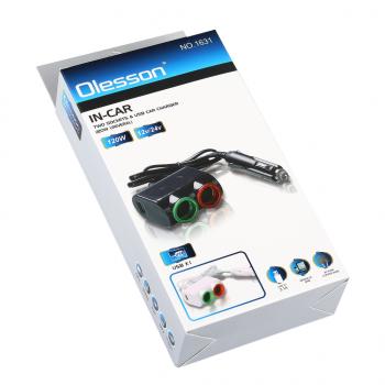 273 р. Разветвитель прикуривателя 2-х гнездовой 12-24V 2USB OLESSON OLESSON no.1631  с доставкой в г. Майкоп. Увеличить фотографию 3
