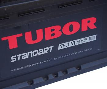 10 999 р. Аккумулятор TUBOR Standart 75Ач TUBOR 6ст75(1)  с доставкой в г. Майкоп. Увеличить фотографию 2