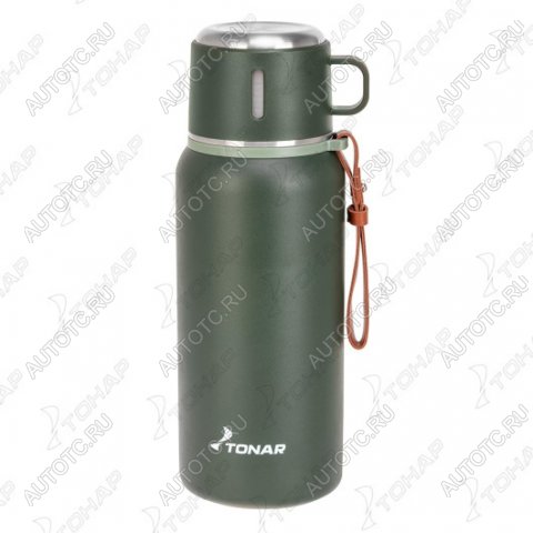 1 839 р. Термос ТОНАР 900ML хаки (пробка-ситечко, крышка-кружка, ремешок)  t-kd-7030-0.9  с доставкой в г. Майкоп