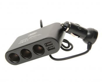 799 р. Разветвитель прикуривателя 3-х гнездовой 12V 2USB черный XO XO cc40 black  с доставкой в г. Майкоп. Увеличить фотографию 1