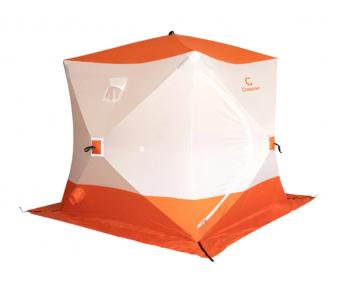 10 669 р. Палатка зимняя куб СЛЕДОПЫТ 2,1 х2,1 м, Oxford 210D PU 1000, оранжевыйбелый  pf-tw-06  с доставкой в г. Майкоп. Увеличить фотографию 1