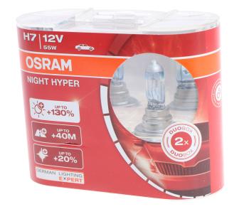 2 269 р. Лампа 12V H7 55W PX26d +130% евробокс (2шт.) Night Hyper OSRAM OSRAM 64210nh-hcb  с доставкой в г. Майкоп. Увеличить фотографию 1