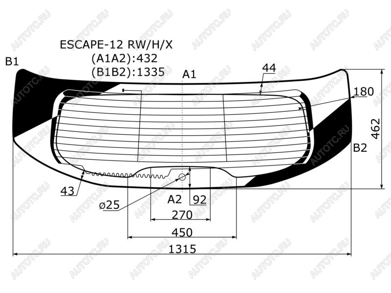 10 549 р. Стекло заднее (Цвет зеленый Обогрев Антенна) Ford Kuga 13-19  Escape 12-19 XYG ESCAPE-12 RW/H/X  с доставкой в г. Майкоп
