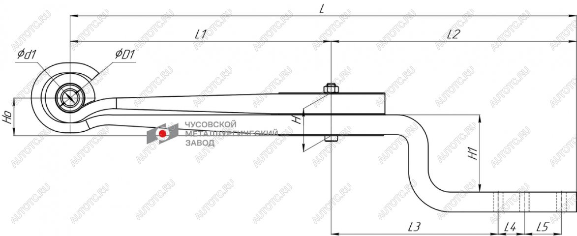 28 999 р. Рессора ТОНАР-9523 задняя (2 листа) полурессоры (рычаг) с шарниром изогнутая L=1044мм ЧМЗ ЧМЗ 1003802th-z  с доставкой в г. Майкоп