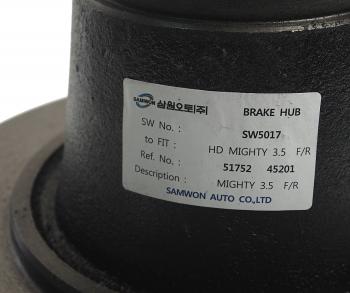 13 999 р. Ступица HYUNDAI HD72 (-04) колеса переднего (без АБС) SAMWON SAMWON 51752-45201  с доставкой в г. Майкоп. Увеличить фотографию 3
