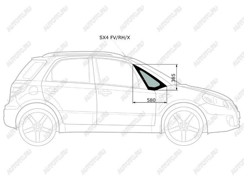 1 179 р. Стекло форточки (Спереди Справа Цвет зеленый) Suzuki SX4 06-16  Fiat Sedici 06-11 XYG SX4 FV/RH/X  с доставкой в г. Майкоп