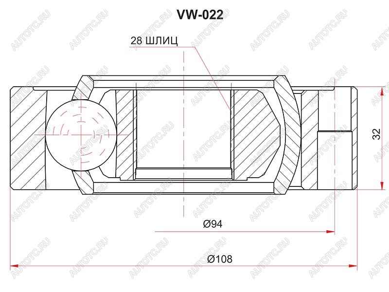 2 099 р. Шрус внутренний VW PASSAT B5 96-05AUDI A4A6 97-05 SAT VW-022  с доставкой в г. Майкоп