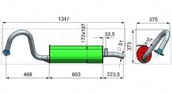 5 649 р. Глушитель ГАЗ-31105 дв.ЗМЗ,Крайслер ЕВРО-3 ТЕХКОМ ТЕХКОМ 31105-1201005  с доставкой в г. Майкоп. Увеличить фотографию 2