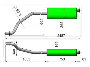 6 399 р. Глушитель ГАЗ-330202 дв.ЗМЗ-406,405 ЕВРО-3 удлиненная база ТЕХКОМ ТЕХКОМ 330202-1201008-11  с доставкой в г. Майкоп. Увеличить фотографию 2