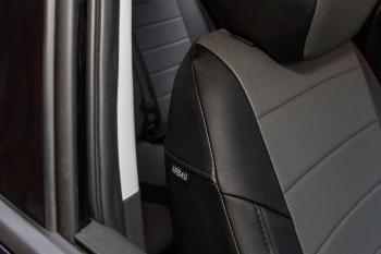 5 999 р. Чехлы на сиденье Экокожа (с 2021г. 40/60 с подлокот. экокожа) Seintex  Hyundai Creta  SU (2020-2022) (черный/серый)  с доставкой в г. Майкоп. Увеличить фотографию 4