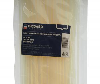 165 р. Хомут-стяжка 300х3.6 пластик белый (100шт.) GRISARD ELECTRIC GRISARD ELECTRIC gre-010-0015  с доставкой в г. Майкоп. Увеличить фотографию 2