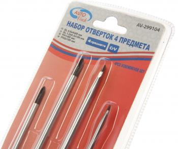 289 р. Набор отверток SL4-6.5х100м,PH1-2х100мм 4 предмета в блистере AV STEEL AV STEEL av-299104  с доставкой в г. Майкоп. Увеличить фотографию 3